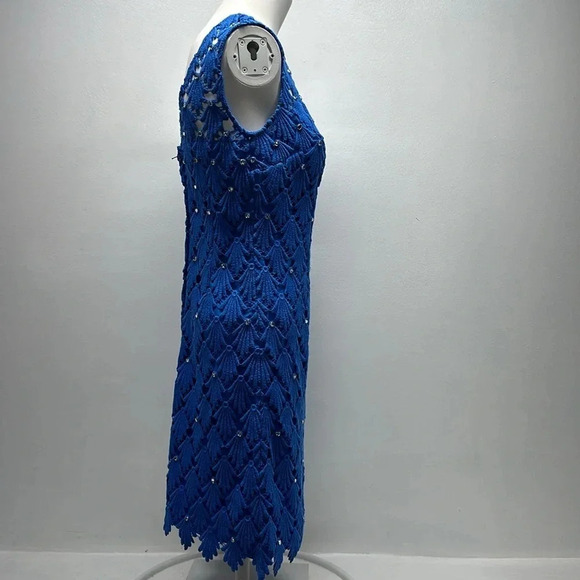 Lilly Pulitzer Shiloh Dress Sleeveless Mini Shift Lace Jeweled Blue New Size 2 - Picture 4 of 12